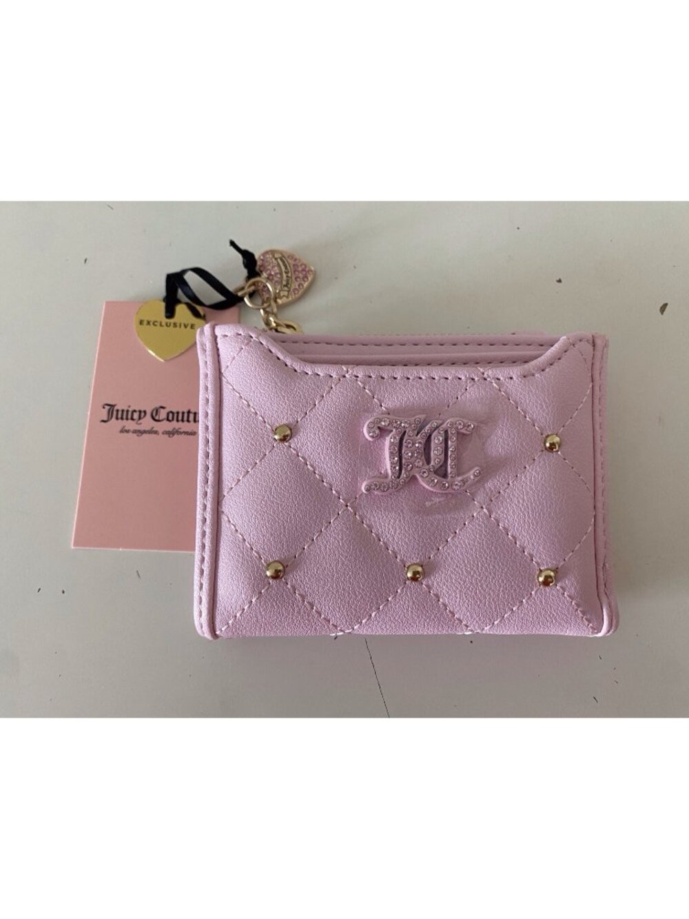 Juicy Couture Pink Holding The Line Bifold Wallet W/Pullout Card Case Pink NEW